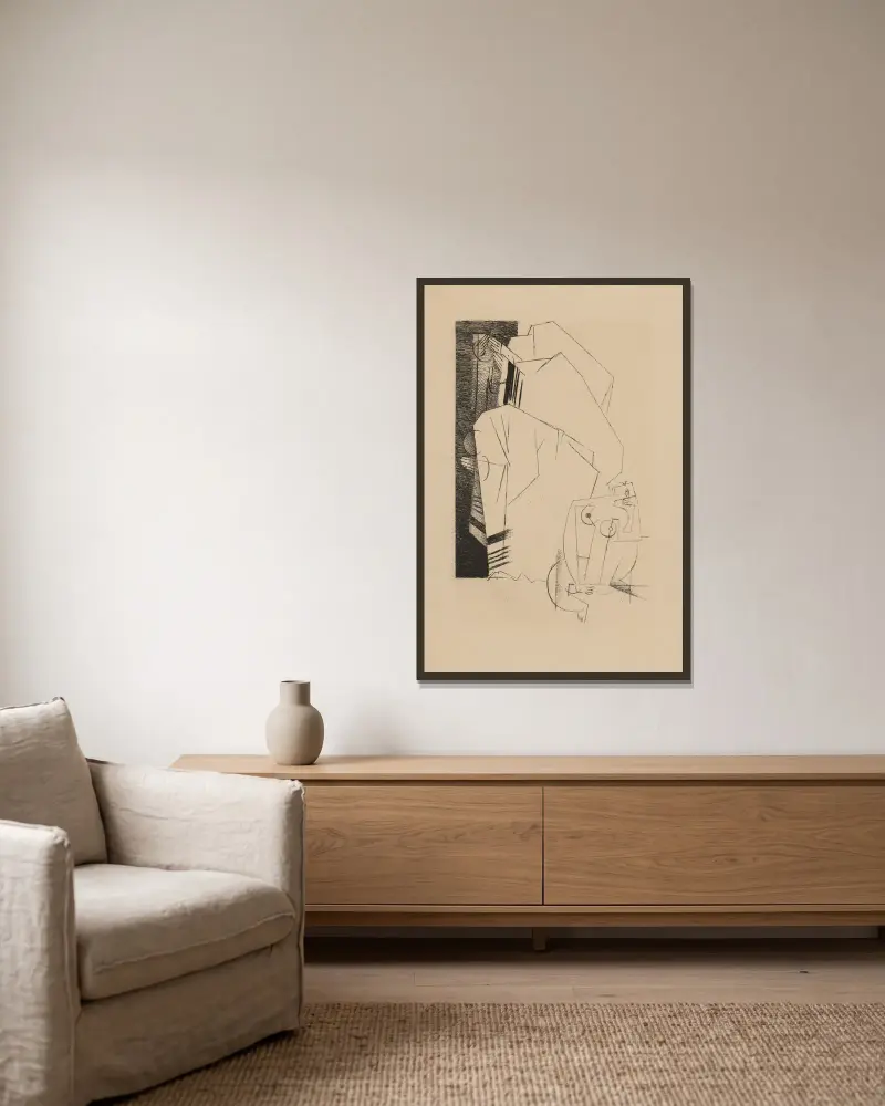 Die Synagoge von Louis Marcoussis gerahmt an einer Wand
