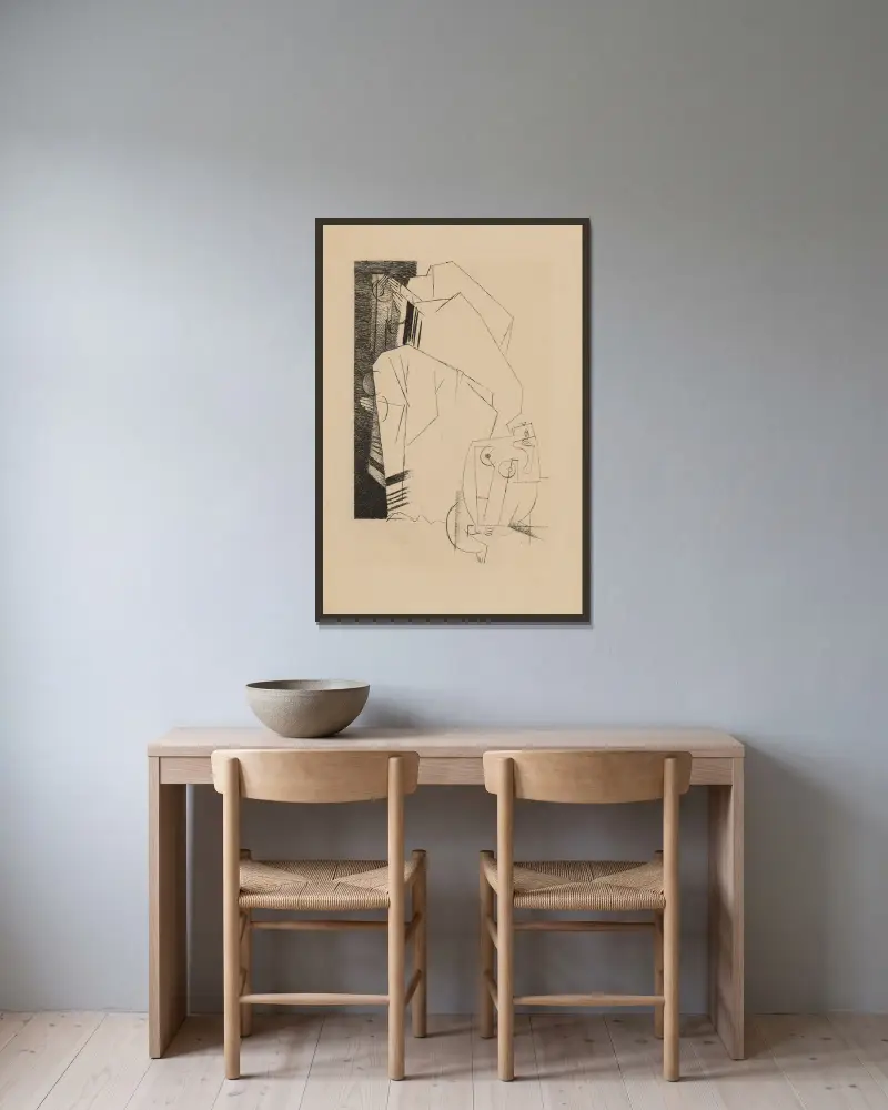 Die Synagoge von Louis Marcoussis gerahmt an einer Wand