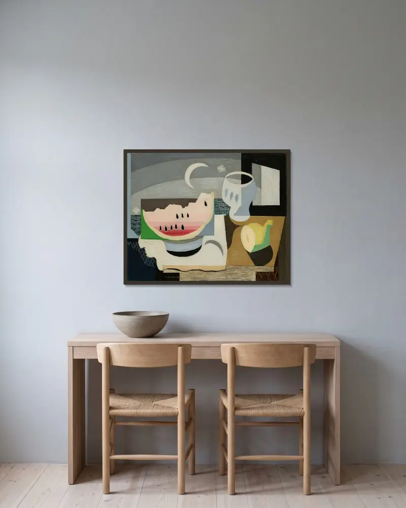 Plaster arbuza, Louis Marcoussis w ramie na ścianie