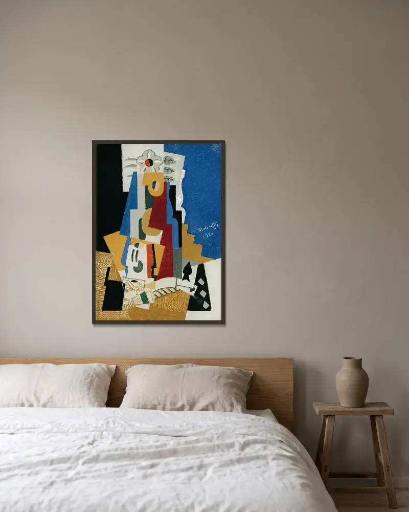 Stilleben med spader ess av Louis Marcoussis inramad på en vägg