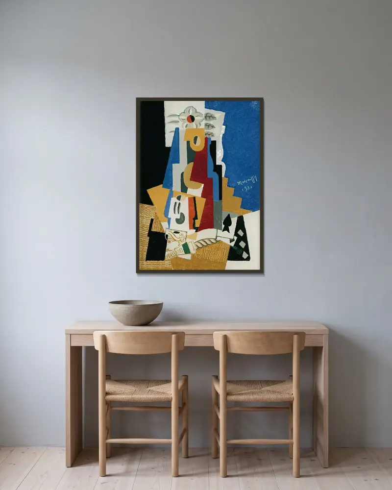 Stilleben med spader ess av Louis Marcoussis inramad på en vägg