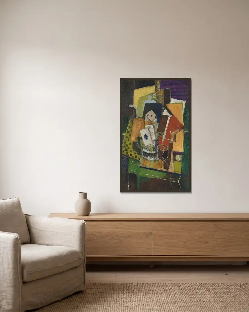Martwa natura z asem trefl, Louis Marcoussis w ramie na ścianie
