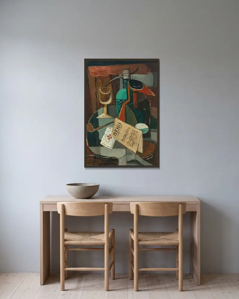 Martwa natura z menu i syfonem, Louis Marcoussis w ramie na ścianie