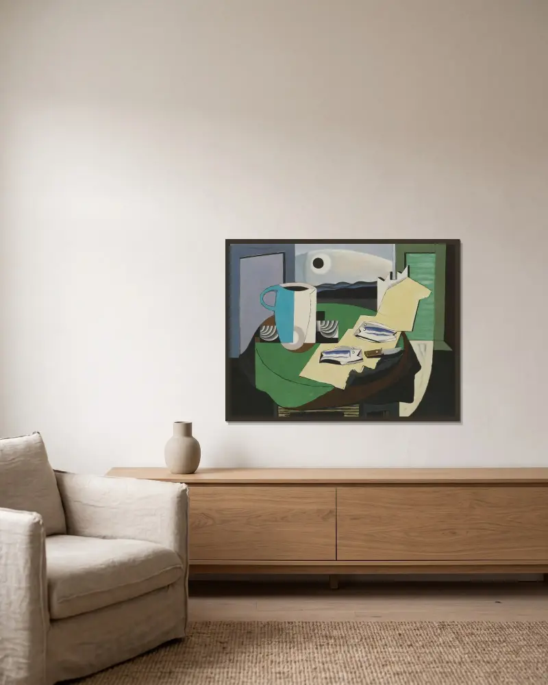 Martwa natura z rybami, Hyères II, Louis Marcoussis w ramie na ścianie