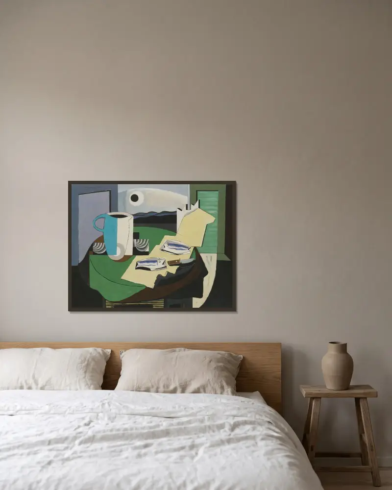 Martwa natura z rybami, Hyères II, Louis Marcoussis w ramie na ścianie