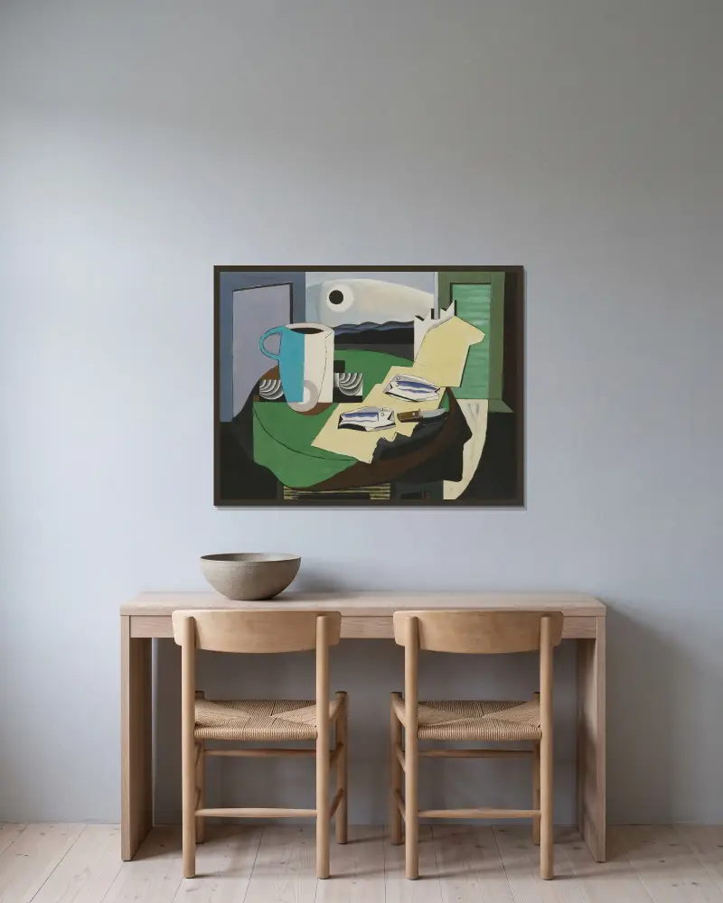 Martwa natura z rybami, Hyères II, Louis Marcoussis w ramie na ścianie