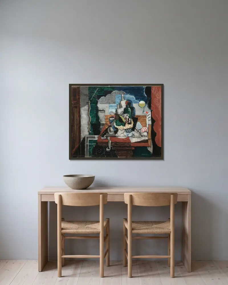 Nocna kawiarnia, Louis Marcoussis w ramie na ścianie