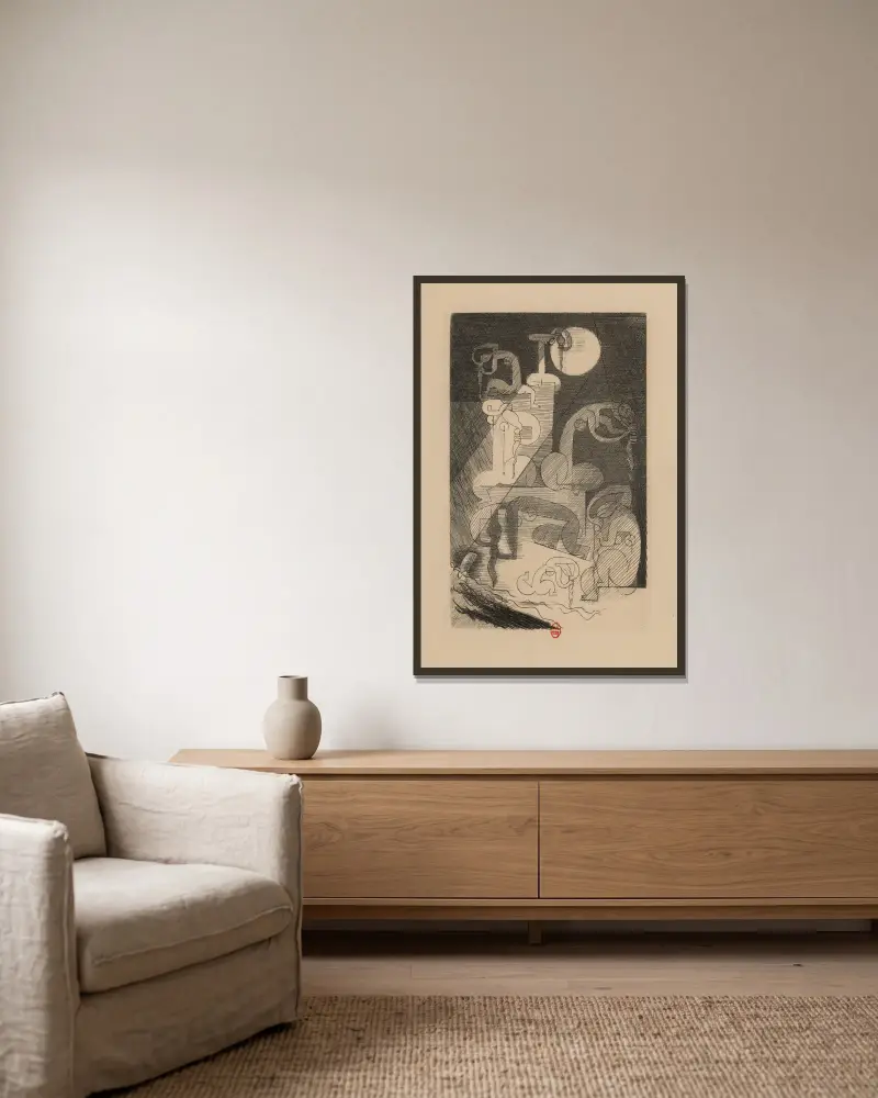 Nuit rhénane av Louis Marcoussis inramad på en vägg