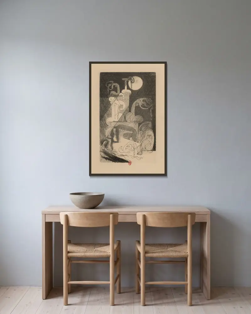 Nuit rhénane av Louis Marcoussis inramad på en vägg
