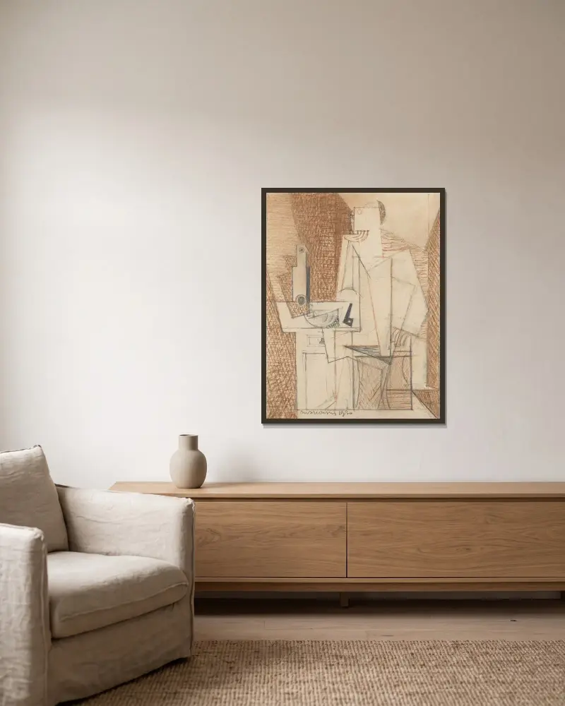 Portret Georges'a Hugneta, Louis Marcoussis w ramie na ścianie