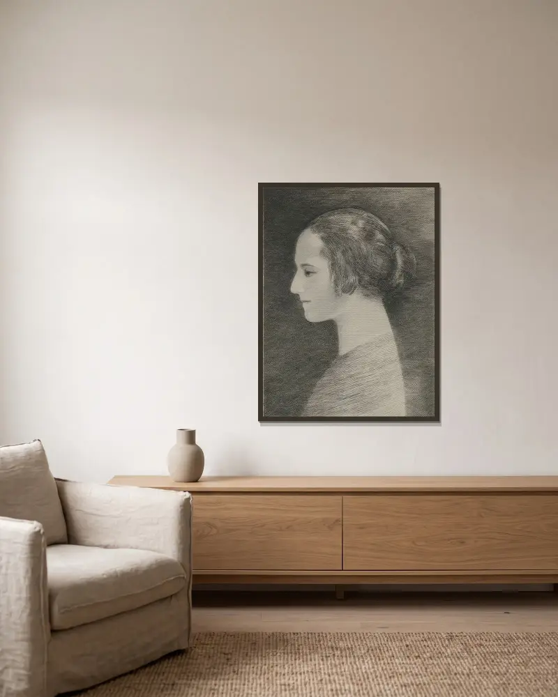 Portret Heleny Rubinstein, Louis Marcoussis w ramie na ścianie