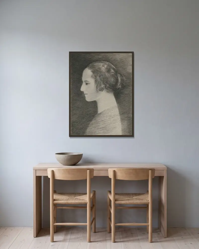 Portret Heleny Rubinstein, Louis Marcoussis w ramie na ścianie