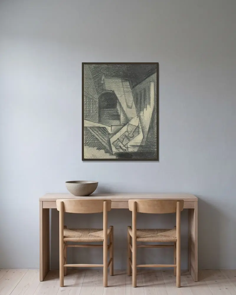 Sen (Rysunki do Aurelii), Louis Marcoussis w ramie na ścianie