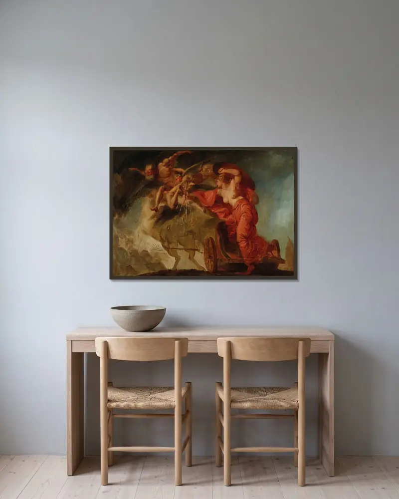 An Allegory of War av Louis Masreliez inramad på en vägg