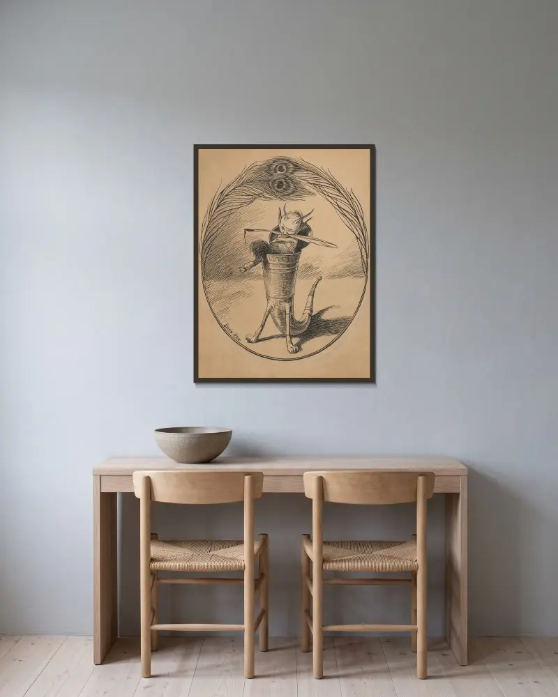 Nationalgåvan, eller Den berömde gubben Pl. 7 von Louis Moe gerahmt an einer Wand