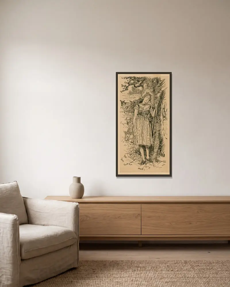 Wie es euch gefällt, Audrey von Louis Rhead gerahmt an einer Wand