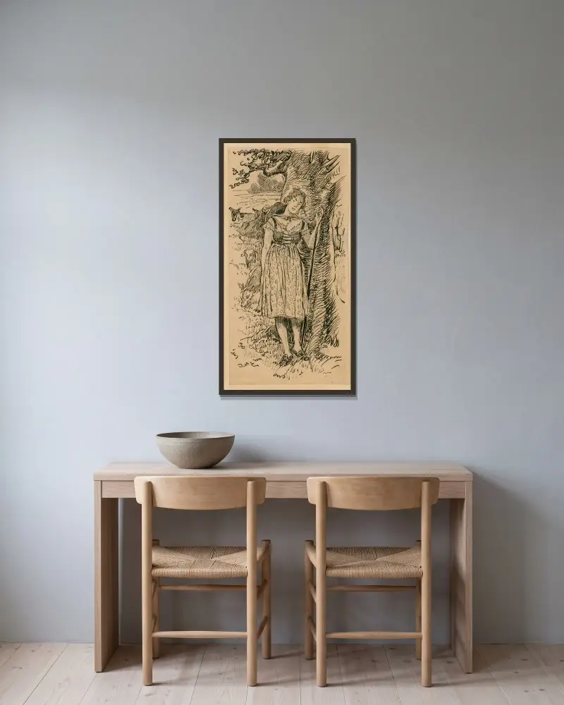 Wie es euch gefällt, Audrey von Louis Rhead gerahmt an einer Wand
