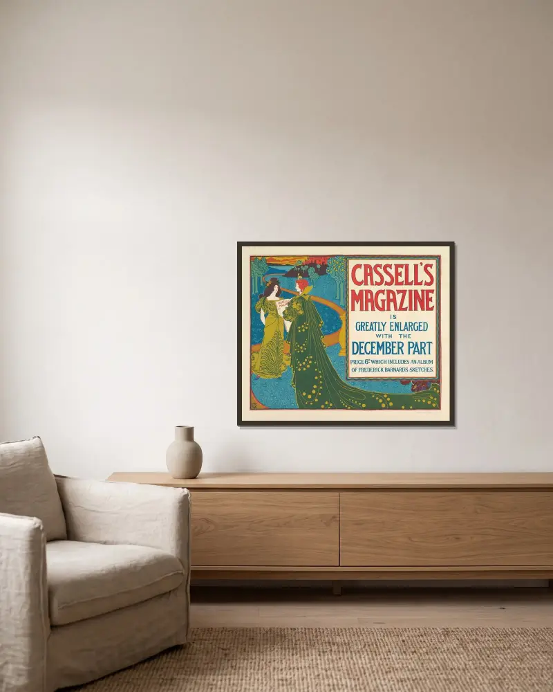 Cassell's Magazine; Dezember von Louis Rhead gerahmt an einer Wand