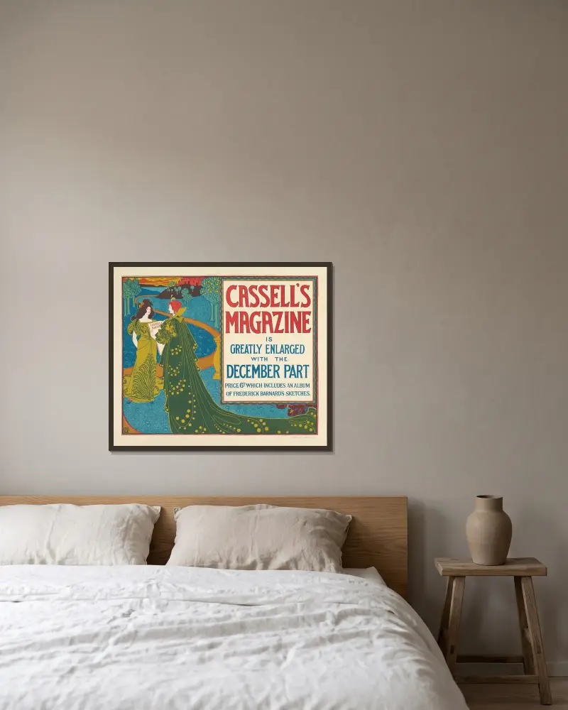Cassell's Magazine; Dezember von Louis Rhead gerahmt an einer Wand