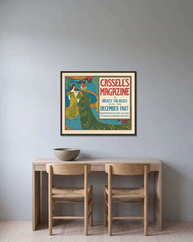 Cassell's Magazine; Dezember von Louis Rhead gerahmt an einer Wand