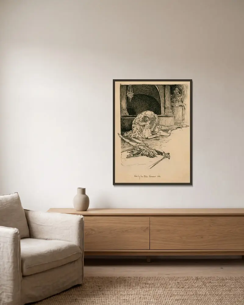 Gestorben an der Seite ihres wahren Romeo von Louis Rhead gerahmt an einer Wand