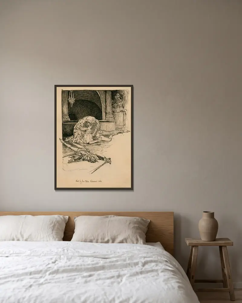 Gestorben an der Seite ihres wahren Romeo von Louis Rhead gerahmt an einer Wand