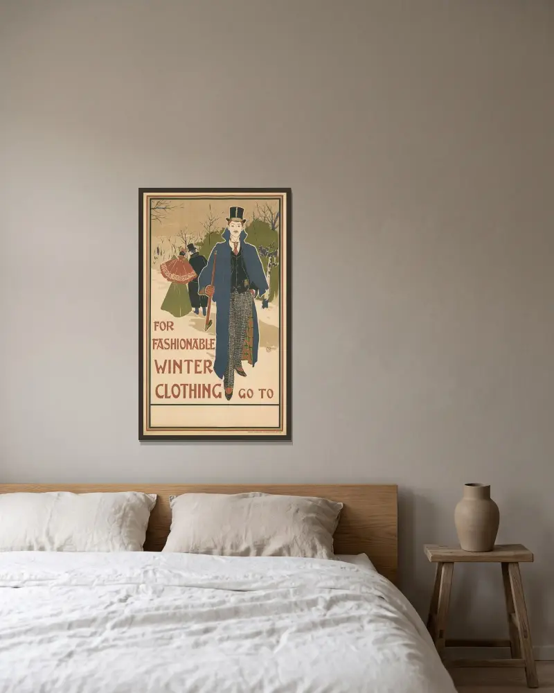 Für modische Winterkleidung von Louis Rhead gerahmt an einer Wand