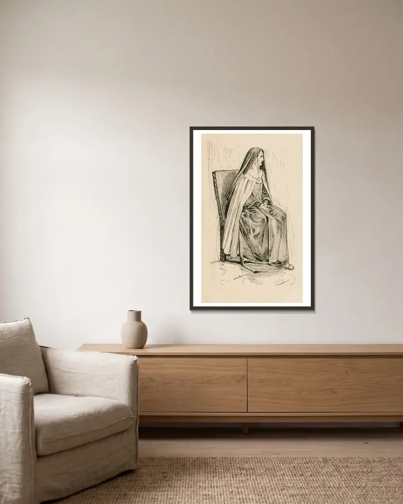 Francisca, eine Nonne von Louis Rhead gerahmt an einer Wand