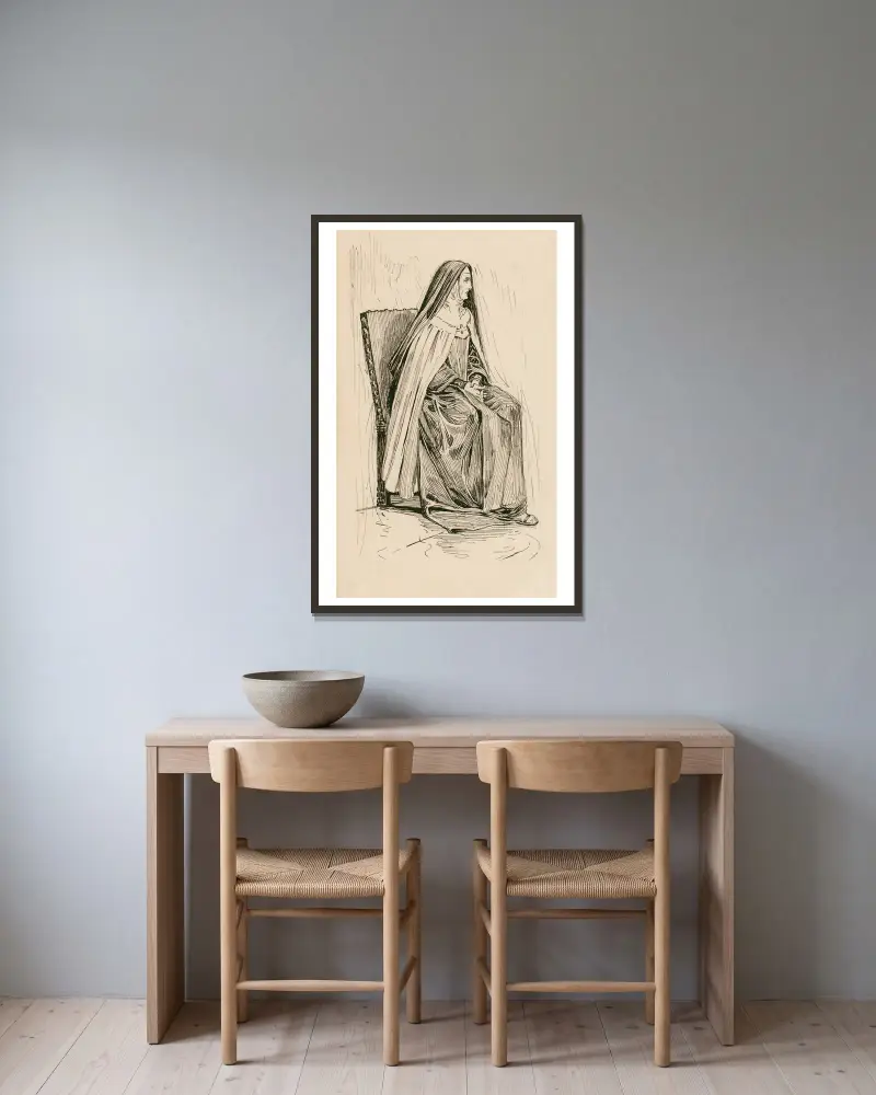 Francisca, eine Nonne von Louis Rhead gerahmt an einer Wand