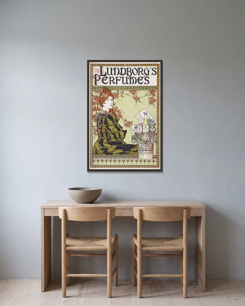 Lundborgs Parfüms von Louis Rhead gerahmt an einer Wand