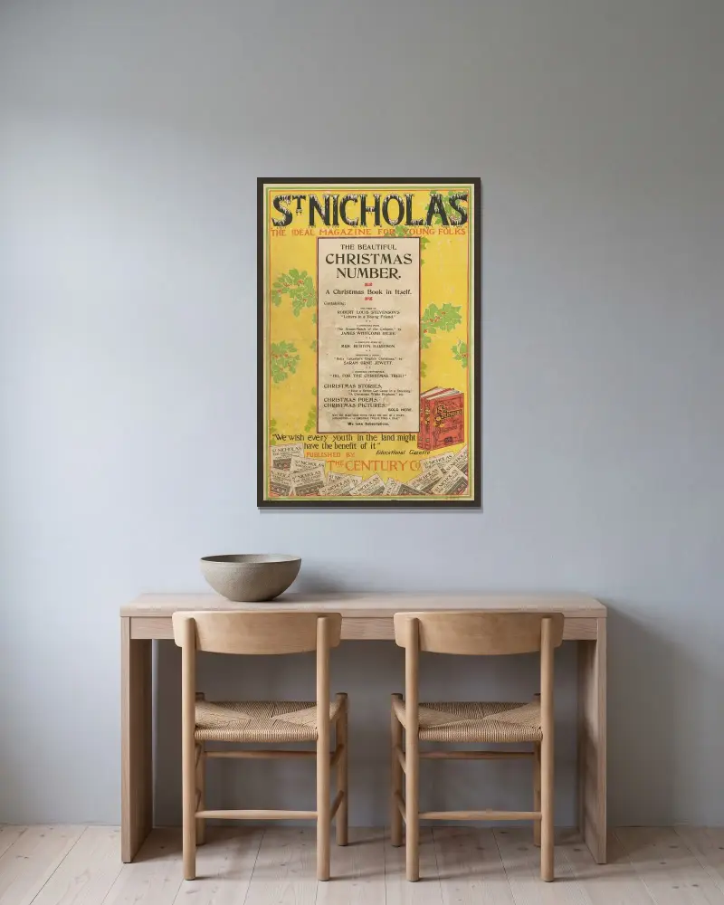 St. Nicholas. Die schöne Weihnachtsausgabe, erschienen bei The Century Co. von Louis Rhead gerahmt an einer Wand