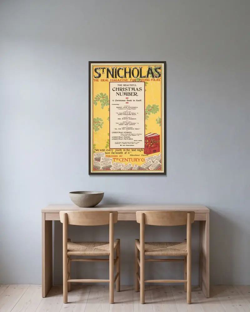 St. Nicholas, die schöne Weihnachtsausgabe von Louis Rhead gerahmt an einer Wand