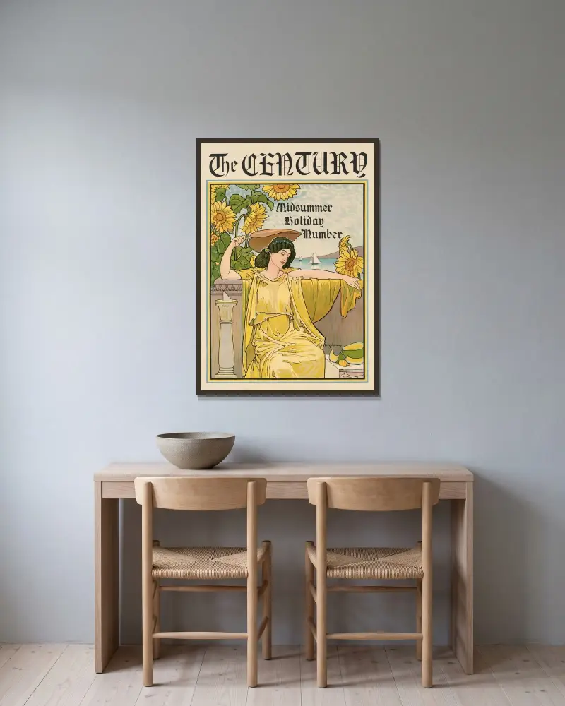 The Century, Sommerausgabe von Louis Rhead gerahmt an einer Wand