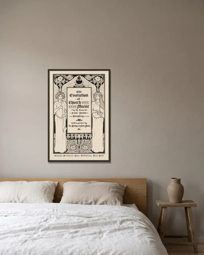 Die Entwicklung der Kirchenmusik von Louis Rhead gerahmt an einer Wand