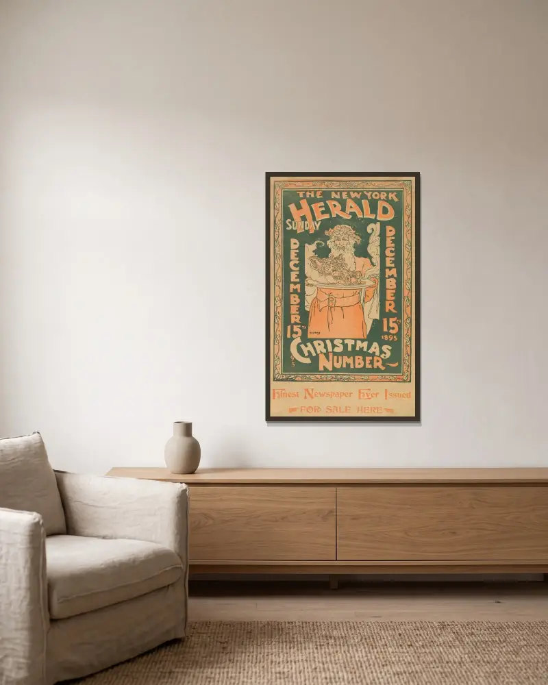 The New York Herald; Sunday, December 15 von Louis Rhead gerahmt an einer Wand