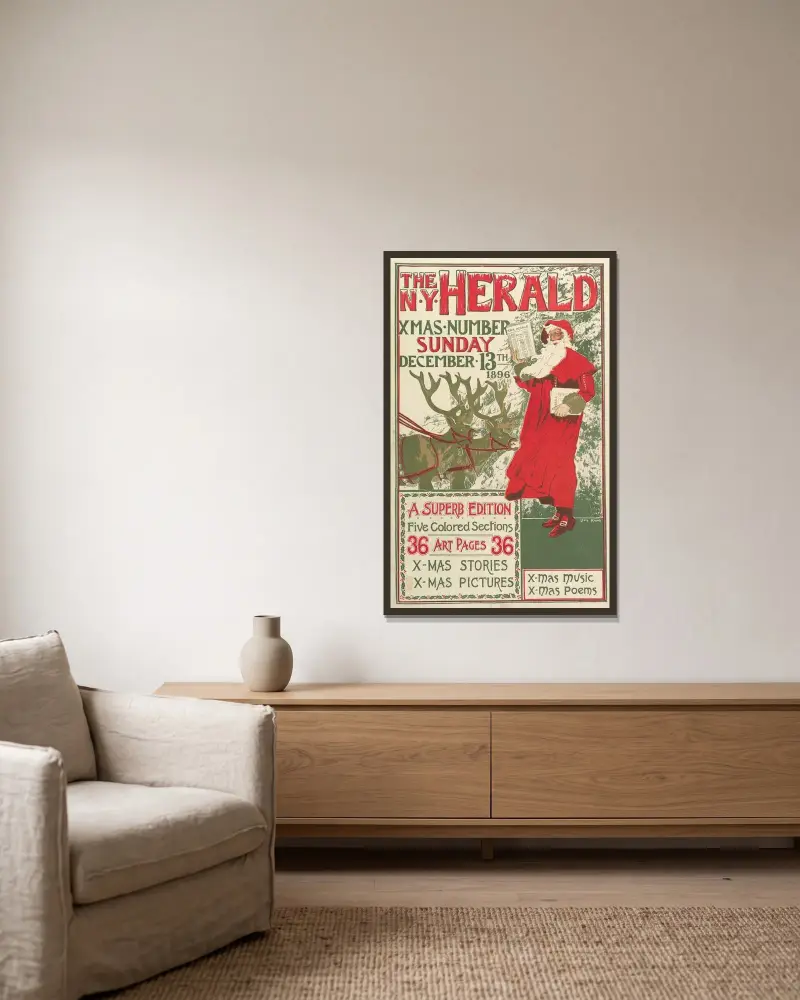 The New York Herald; XMAS Number von Louis Rhead gerahmt an einer Wand