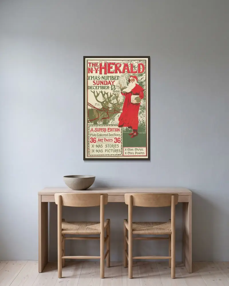 The New York Herald; XMAS Number von Louis Rhead gerahmt an einer Wand