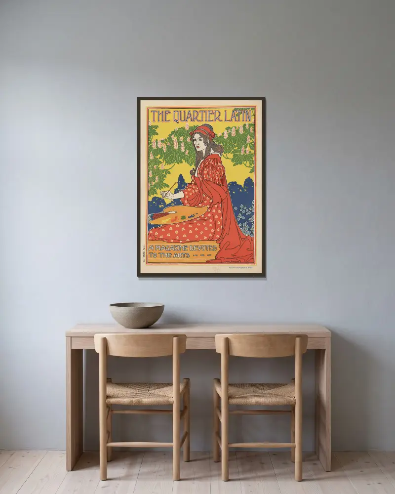 The Quartier Latin. A magazine devoted to the arts av Louis Rhead inramad på en vägg