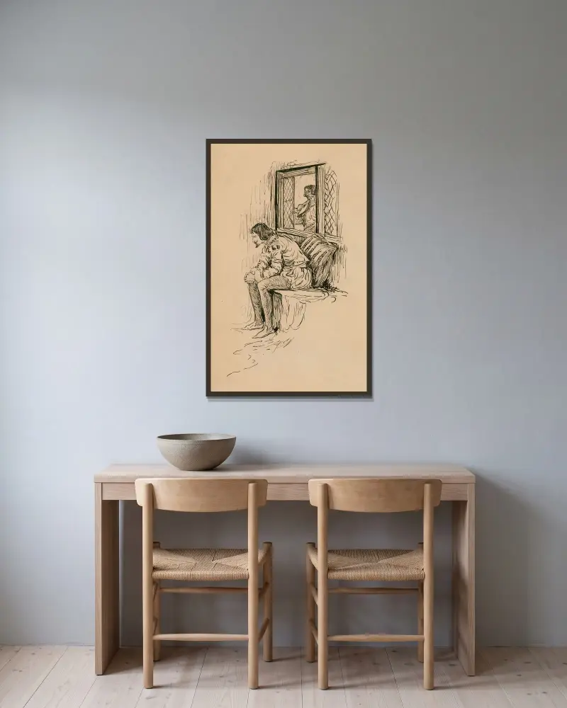 Was ihr wollt, Orsino von Louis Rhead gerahmt an einer Wand