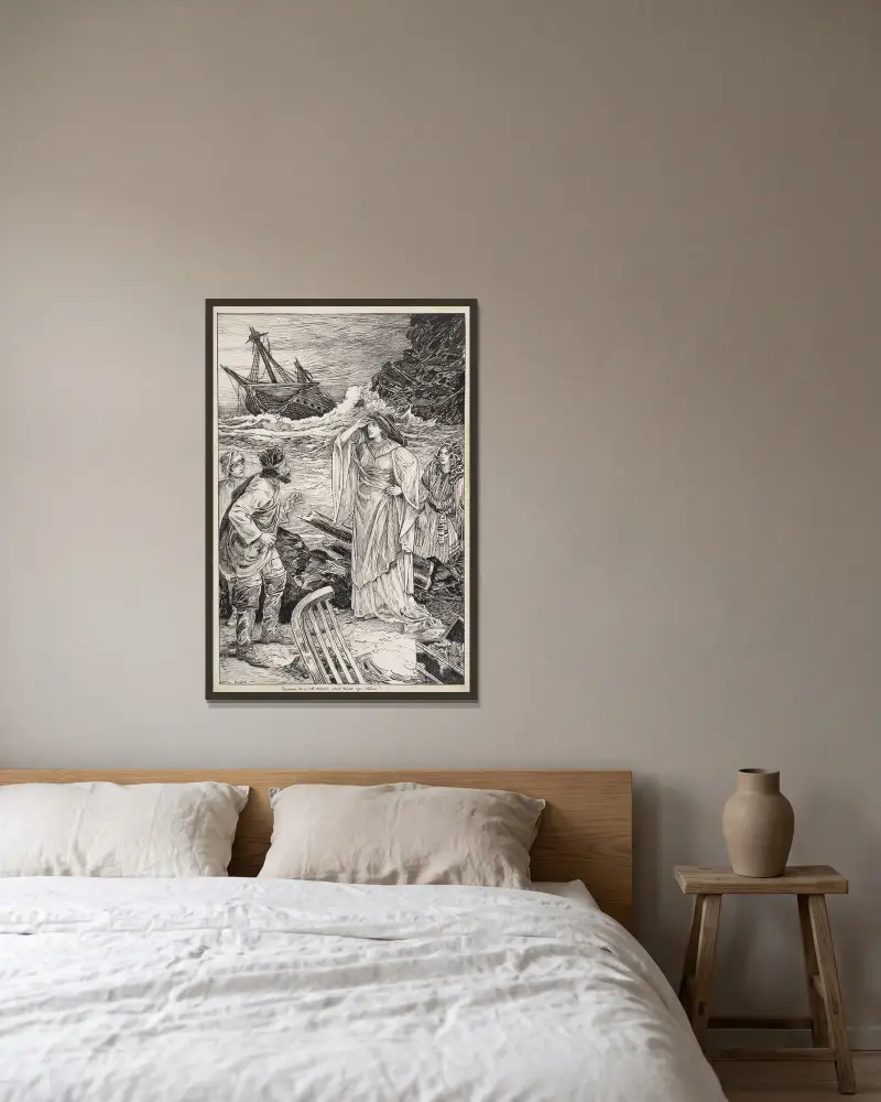 Was ihr wollt. Vielleicht ist er nicht ertrunken, was meinst du, Kapitän von Louis Rhead gerahmt an einer Wand