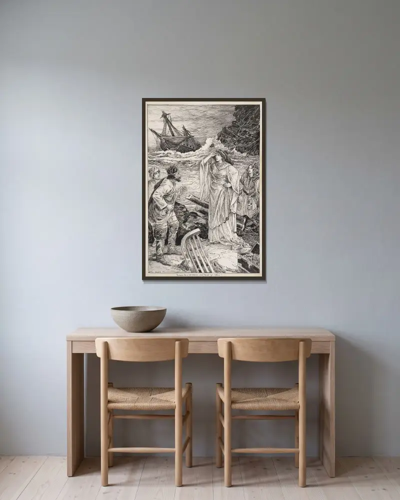 Was ihr wollt. Vielleicht ist er nicht ertrunken, was meinst du, Kapitän von Louis Rhead gerahmt an einer Wand