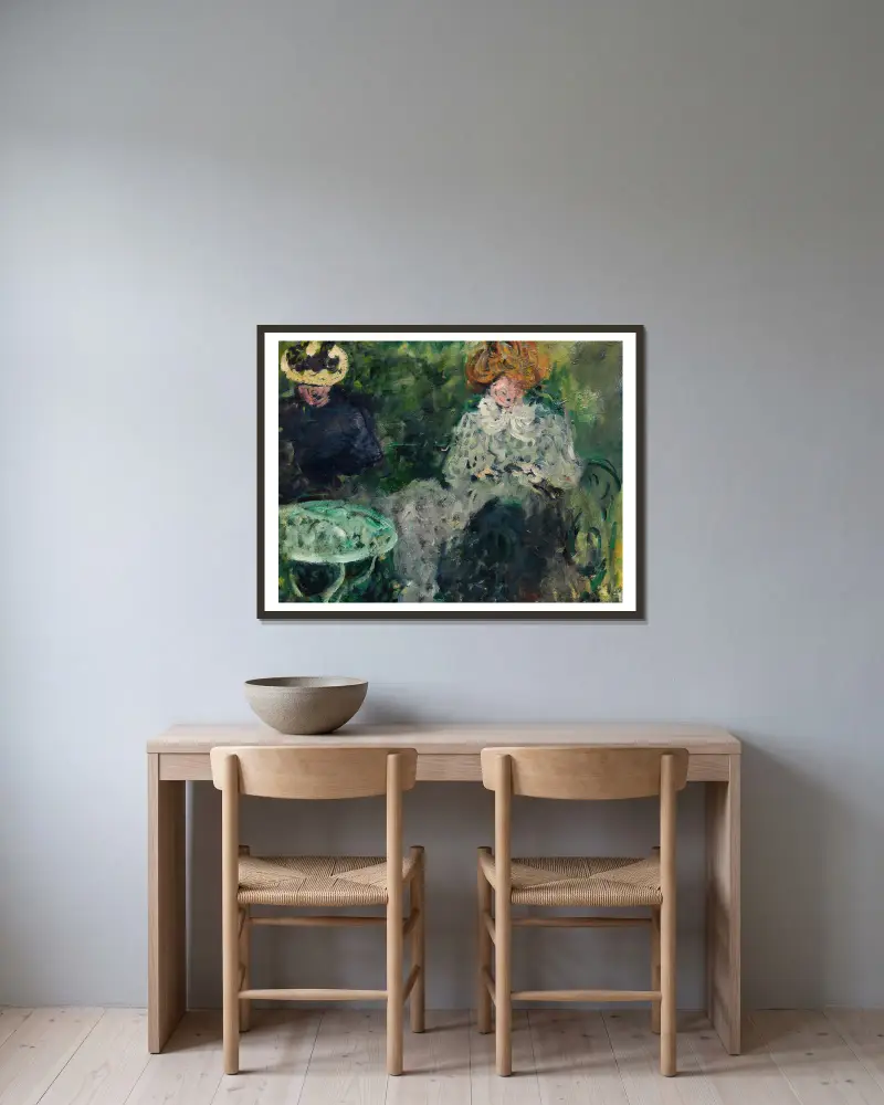 Au café. Mme Victor et Mme Suzanne Valtat av Louis Valtat inramad på en vägg