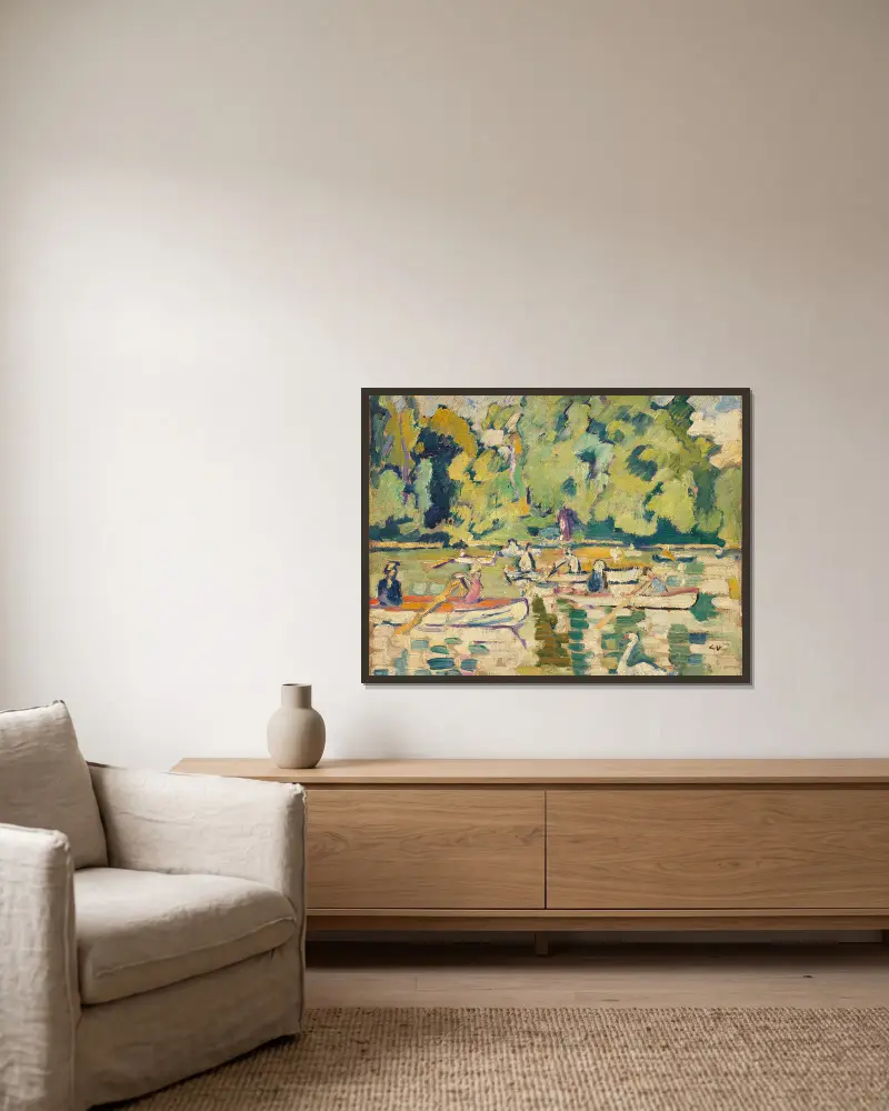 Barques au bois de Boulogne av Louis Valtat inramad på en vägg