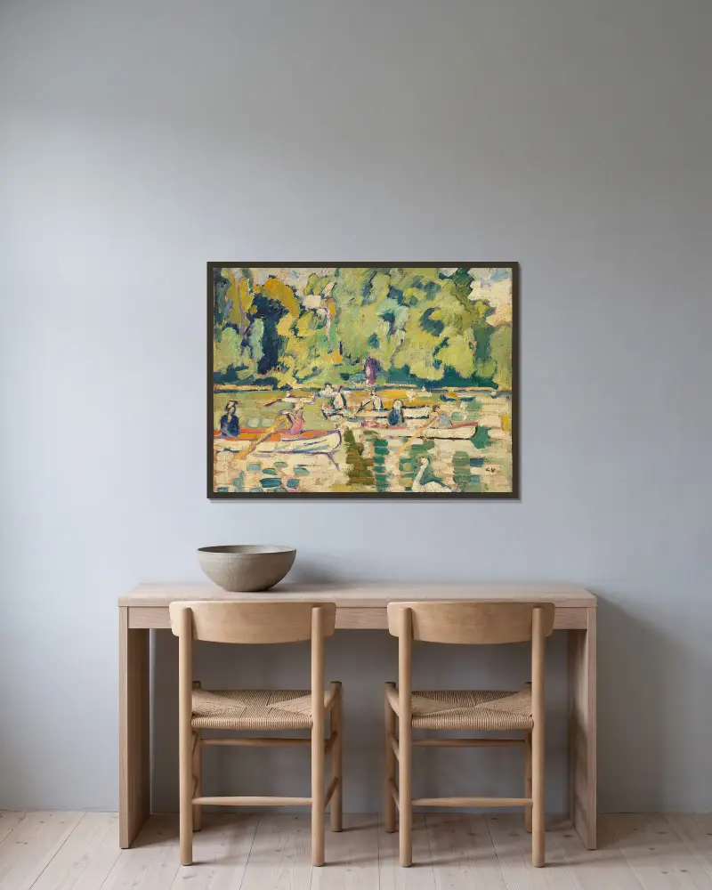 Barques au bois de Boulogne av Louis Valtat inramad på en vägg