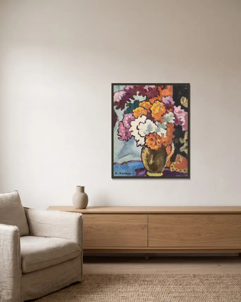 Blombukett av Louis Valtat inramad på en vägg