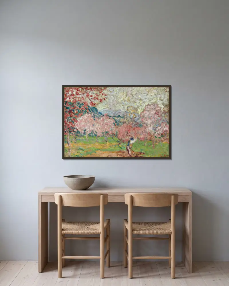Cerisiers en fleurs, Cagnes av Louis Valtat inramad på en vägg
