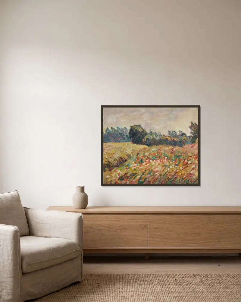 Champ fleuri en Normandie av Louis Valtat inramad på en vägg