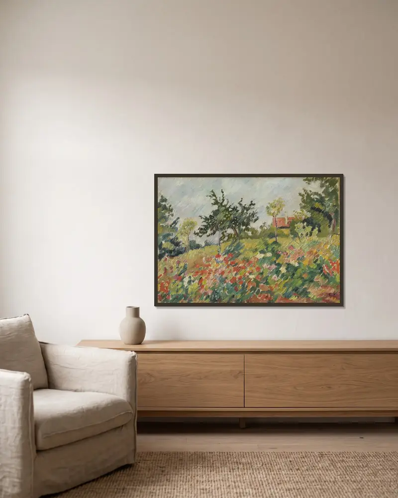 Blommande fält av Louis Valtat inramad på en vägg