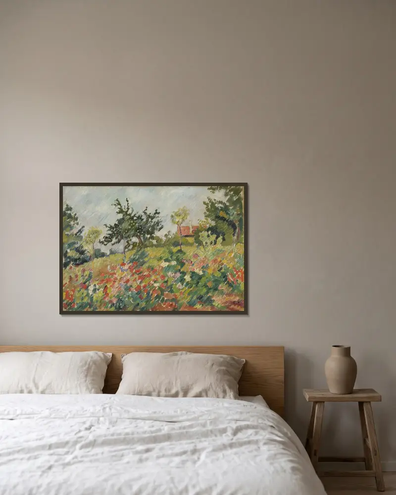 Blommande fält av Louis Valtat inramad på en vägg