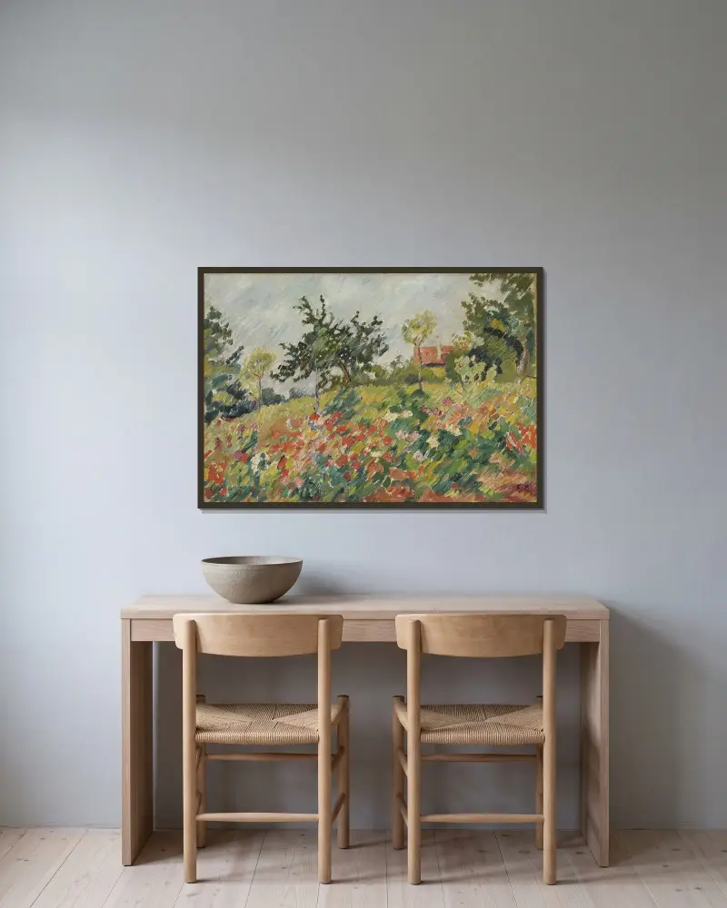 Blommande fält av Louis Valtat inramad på en vägg